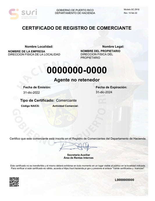 Nuevo-Certificado de Registro de Comerciante